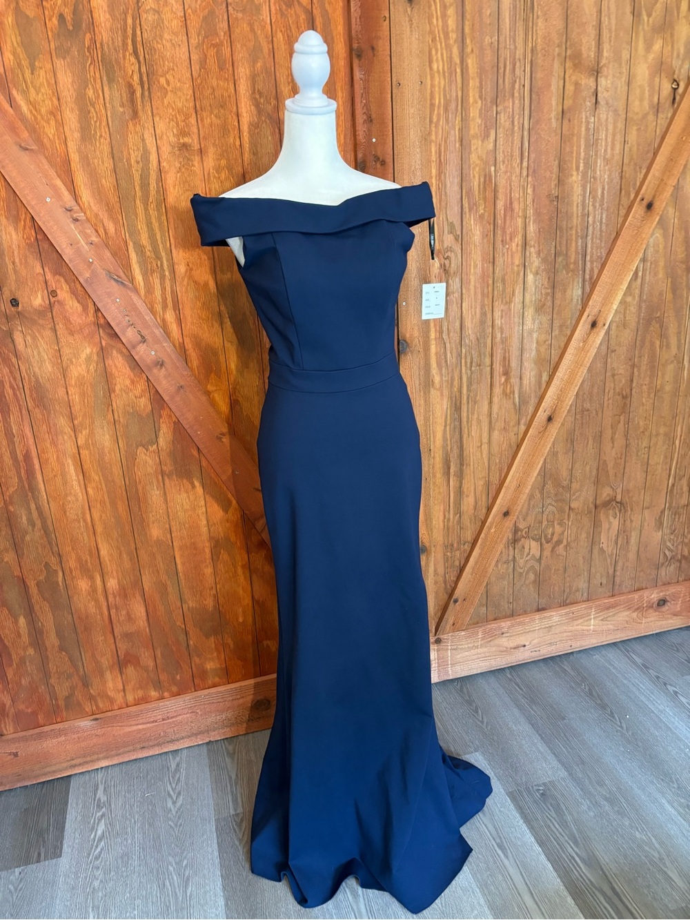 Sherri Hill One-Shoulder Navy Evening Gown